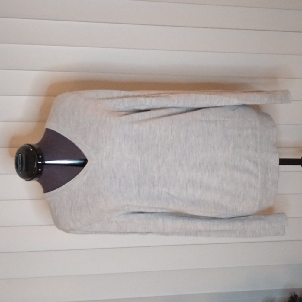 Heathered grey merino wool v neck sweater